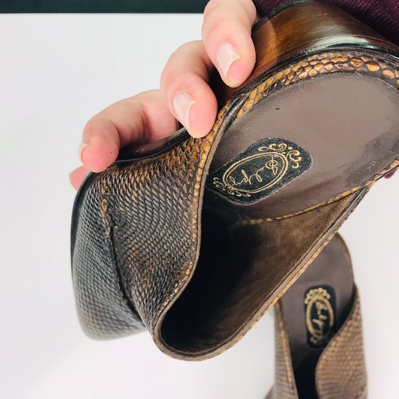 Salphy Dark Brown Dallas Alligator Hand Crafted Heeled Mule - Picture 6 of 10